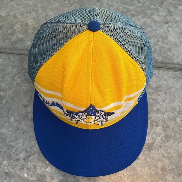 Vintage Sacramento Patch Snapback Trucker Hat USA Retro Blue Yellow Football - Picture 7 of 15